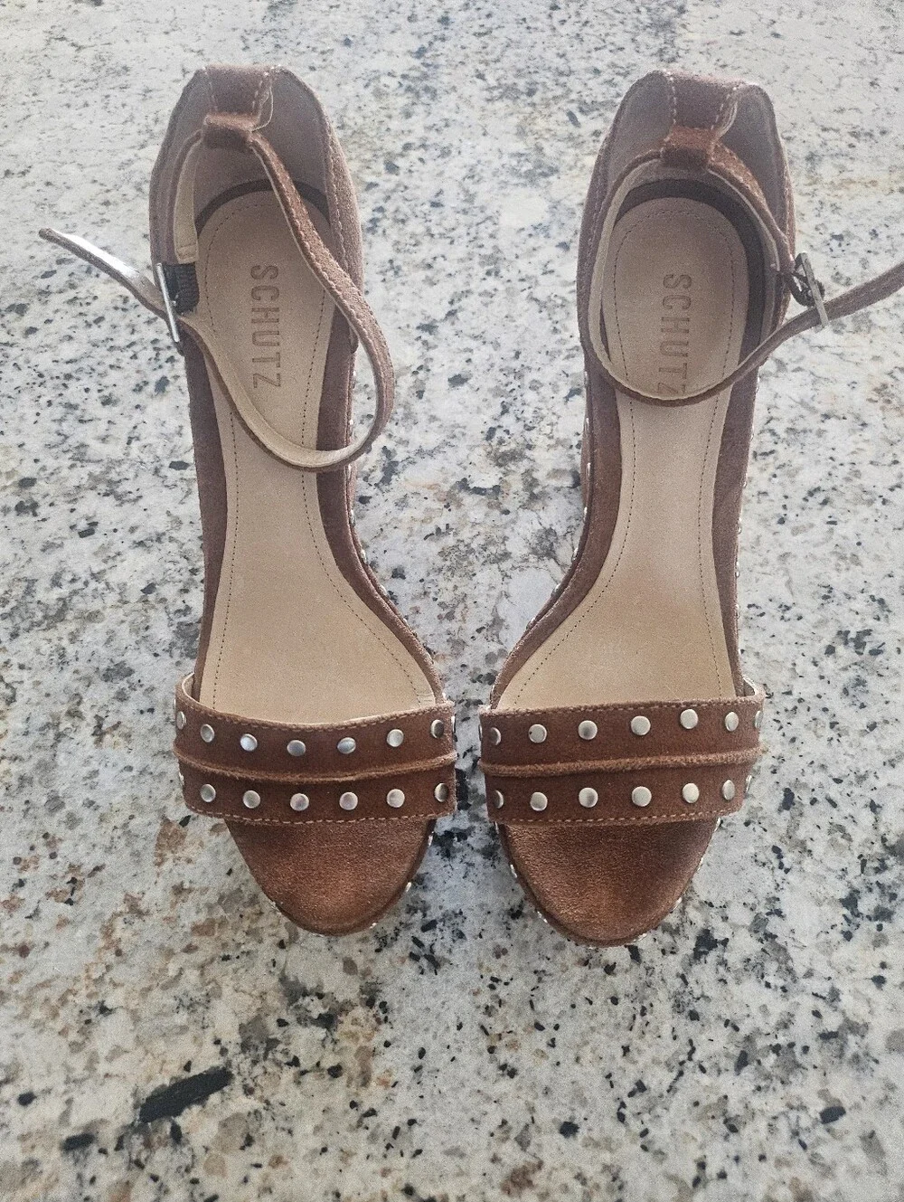 Schutz Tora Studded Suede Platform Sandals